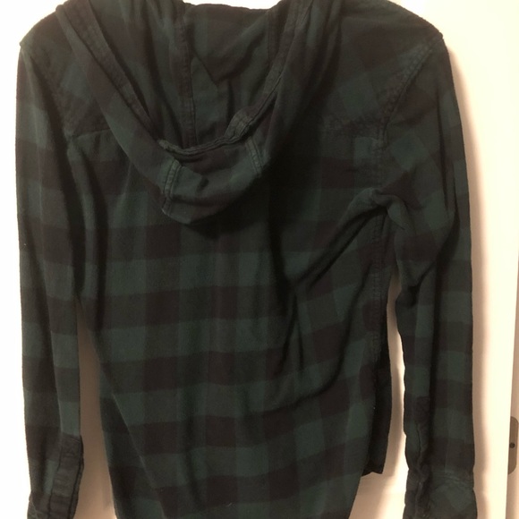 TNA boyfriend fit plaid hood green top - Picture 4 of 4